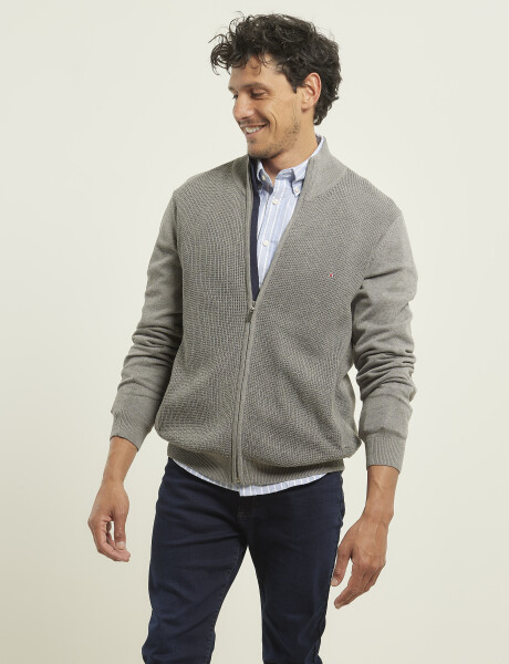470589 CARDIGAN PUNTO HARRINGTON LABEL Gris