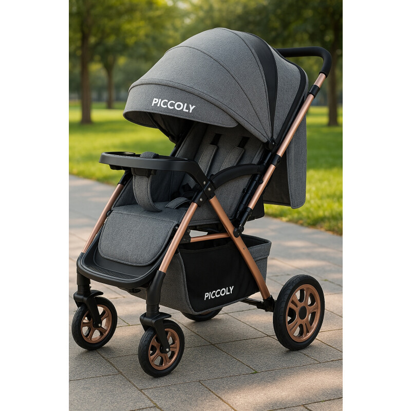 Coche Carriola de Paseo Para Bebe Plegable Gris