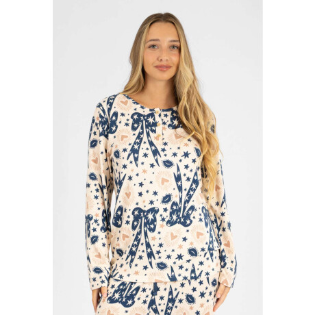 Pijama lips and bow needle Azul