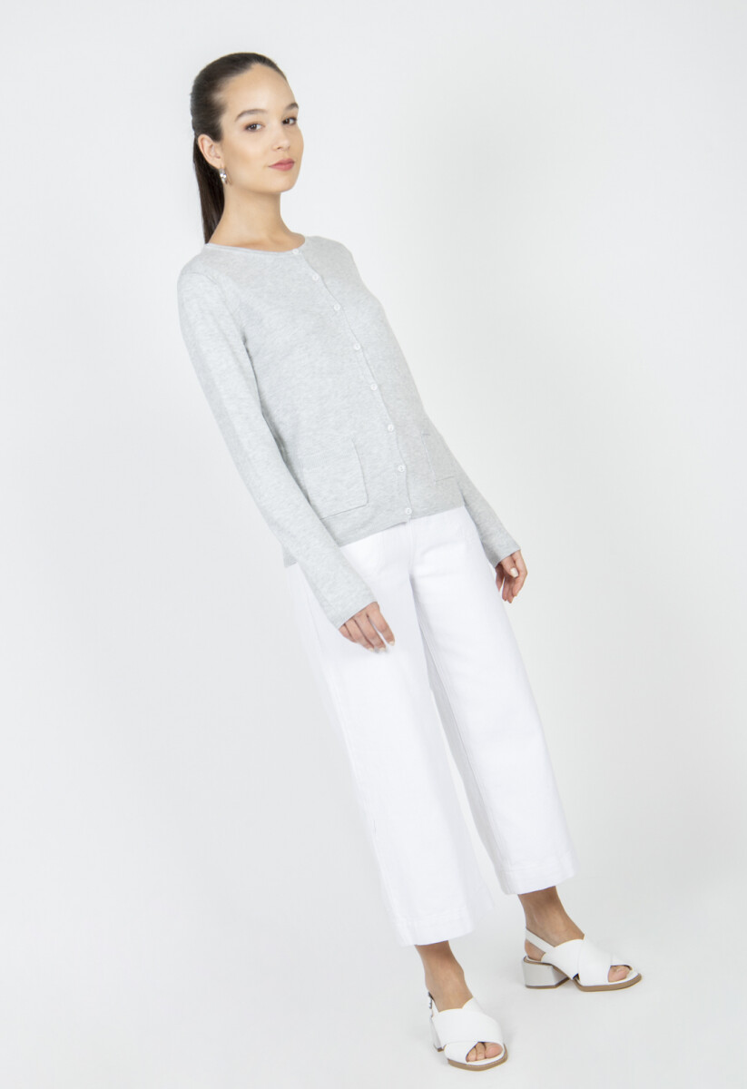 CARDIGAN BASIC POCKET - Gris Claro Melange 