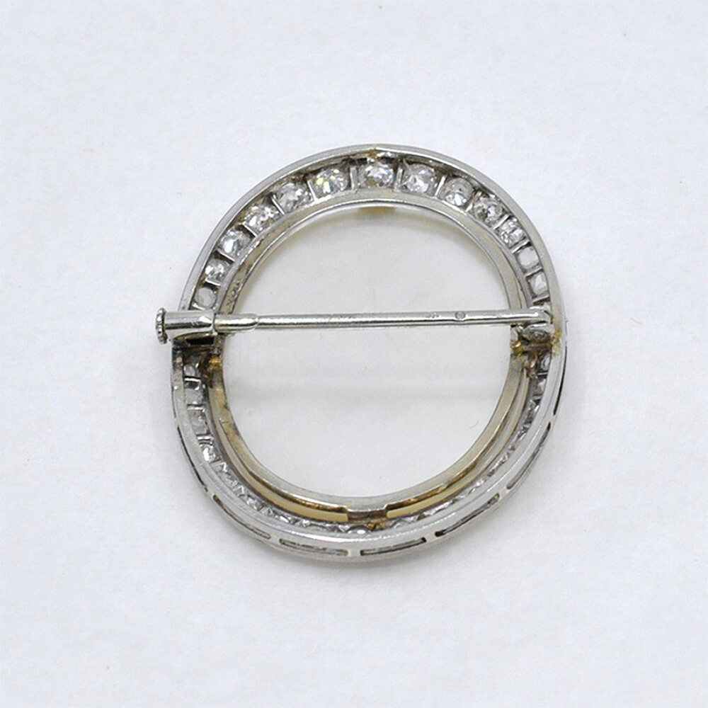 Prendedor Antiguo Oro 18K Blanco, Brillantes, Diamantes Y Nácar, Punzones Franceses Prendedor Antiguo Oro 18K Blanco, Brillantes, Diamantes Y Nácar, Punzones Franceses
