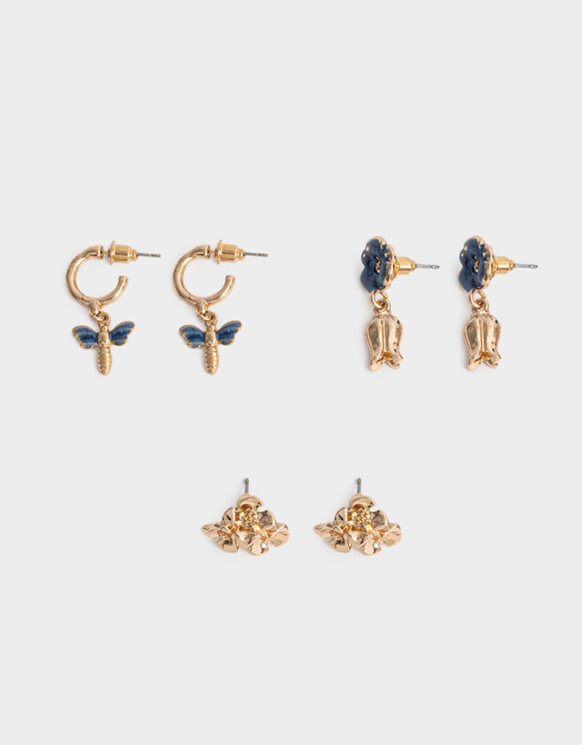 Aros Sets Azul Sets De Aros Libélula - Dorado