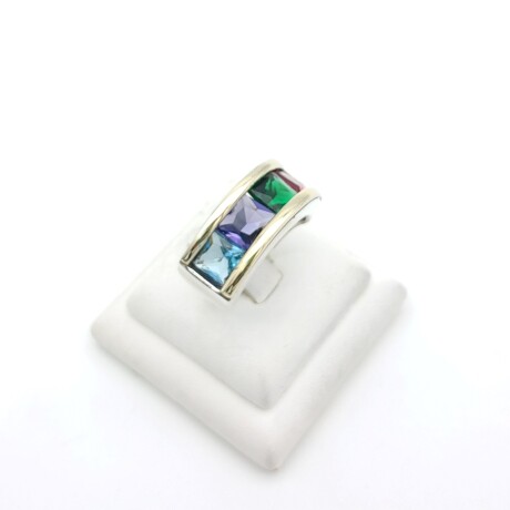 Anillo de plata 925, double en oro 18 ktes y circonias. Anillo de plata 925, double en oro 18 ktes y circonias.