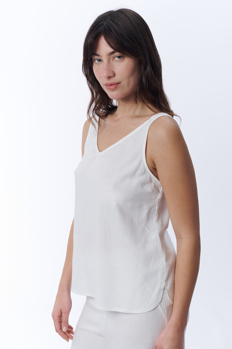 Top con lino Blanco