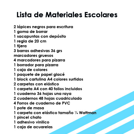 Lista de Materiales Escolares Colegio Aleman - 2º Escuela Lista de Materiales Escolares Colegio Aleman - 2º Escuela