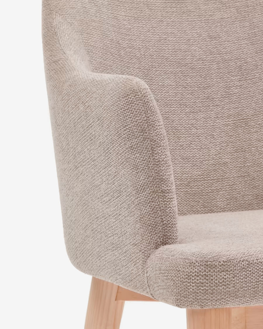 Silla Croft de chenilla y patas de madera maciza de fresno marrón