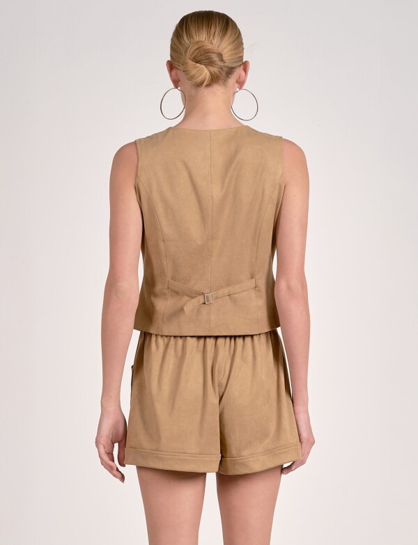 Chaleco Suede Botones BEIGE