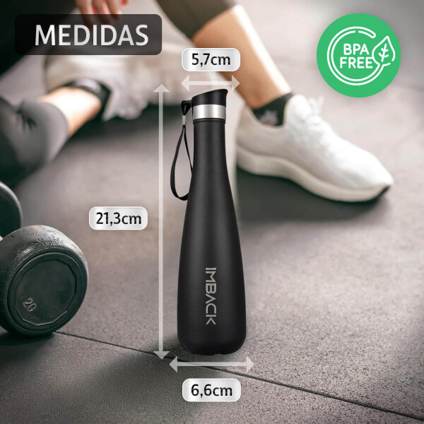 Botella de Agua Térmica de Acero Inoxidable Termo de 750 ml Diseño Estilizado Color Negro Botella de Agua Térmica de Acero Inoxidable Termo de 750 ml Diseño Estilizado Color Negro