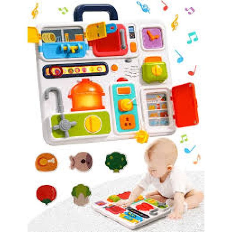 Tablero manipulador de cocina con efectos de sonido y luces Montessori Tablero manipulador de cocina con efectos de sonido y luces Montessori