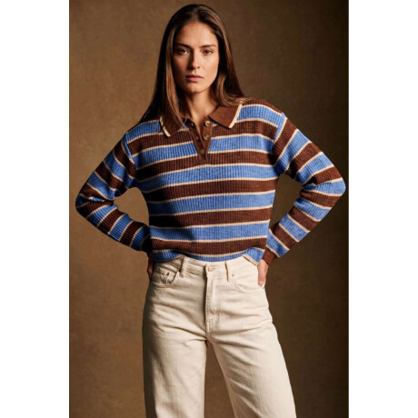 Sweater Polo Rayado Azul