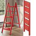 Escalera De 5 Escalones Antidezlisante Y Plegable Rojo