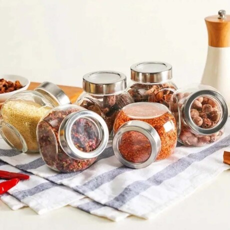 Frasco Tarro Recipiente Redondo 650Ml en Vidrio y Tapa Metal Transparente