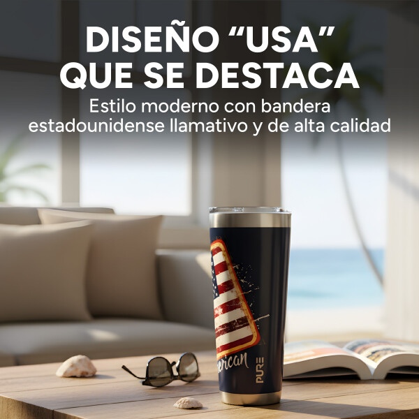 Vaso Térmico Tapa Antiderrames 650ml Aislante Frio Calor Color Azul