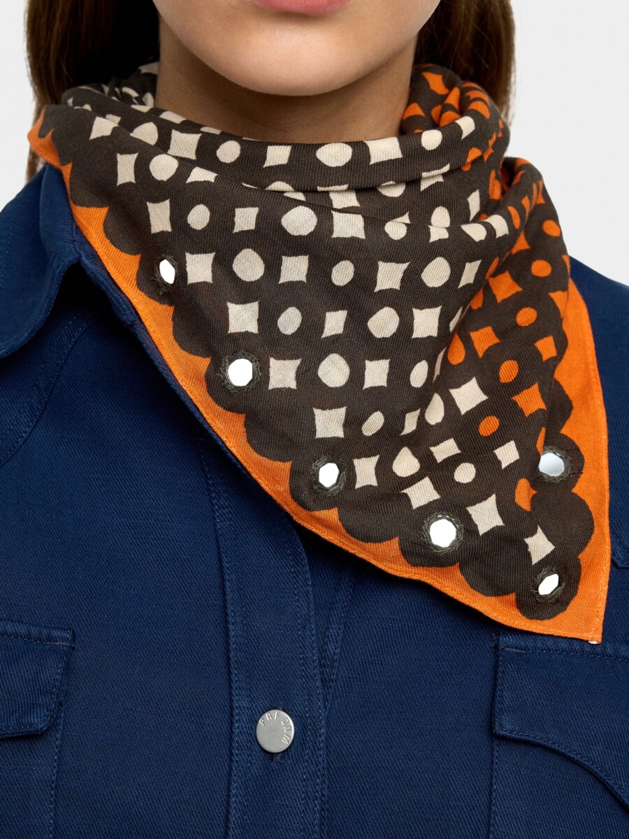 Pañuelo Cuadrado Estampado De Algodón naranja