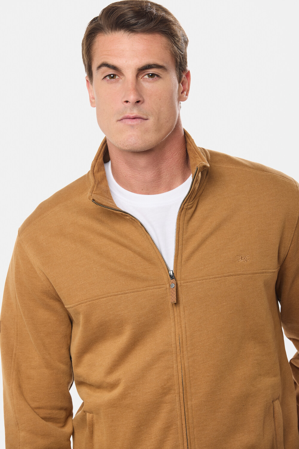 CAMPERA DE FELPA CUELLO ALTO Mostaza