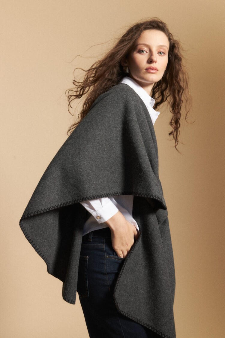 PONCHO MECHA Gris Melange