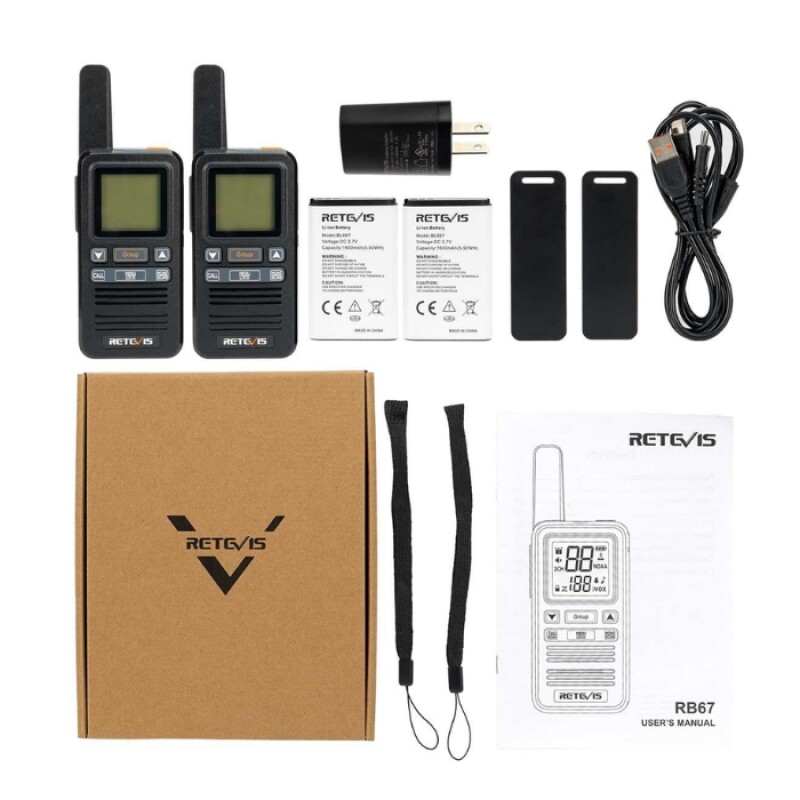 Handy Walkie Talkie con NOAA, llamada grupal y batería recargable USB-C Handy Walkie Talkie con NOAA, llamada grupal y batería recargable USB-C