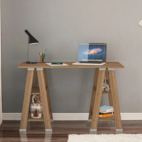 ESCRITORIO - MESA CON CABALLETES Y ESTANTES ESCRITORIO - MESA CON CABALLETES Y ESTANTES