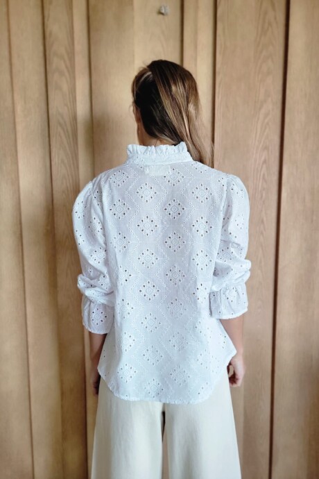 Blusa Copenhague Broderie calado blanco