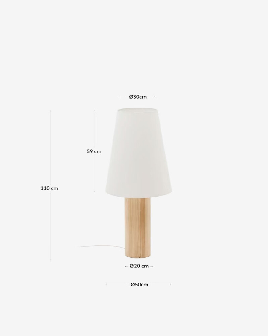 Lámpara de pie Marga de madera maciza con acabado natural con acabado natural