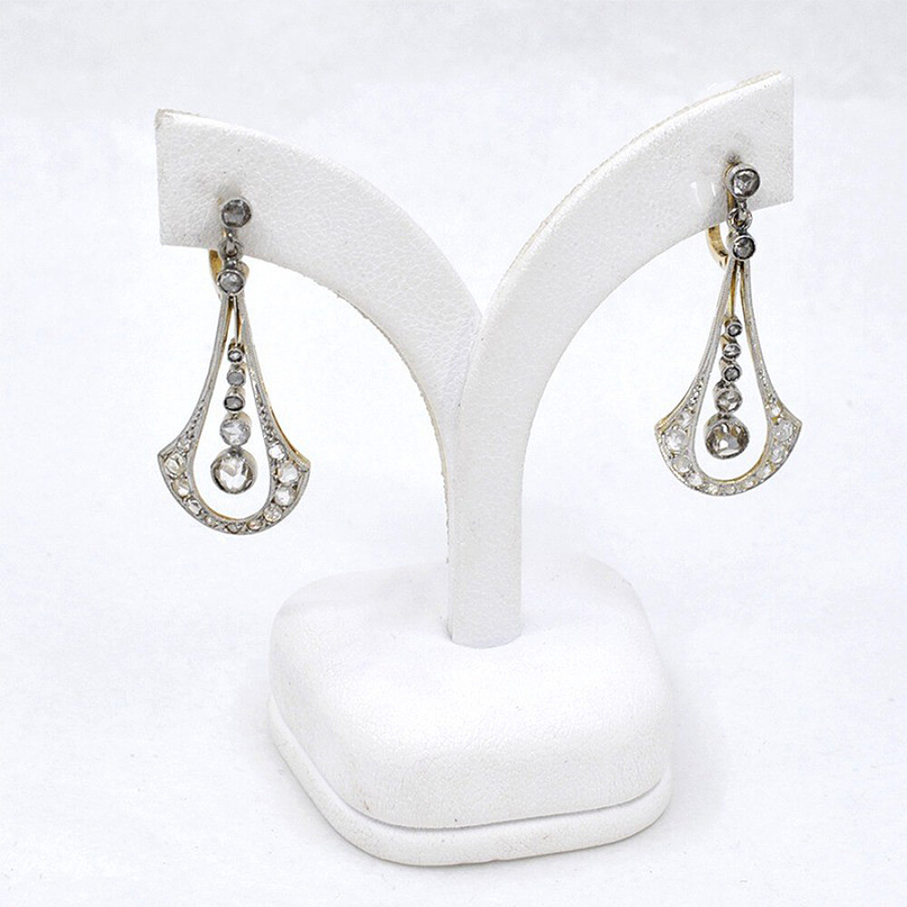 Caravanas Antiguas En Oro 18K, Platino Y Diamantes Caravanas Antiguas En Oro 18K, Platino Y Diamantes