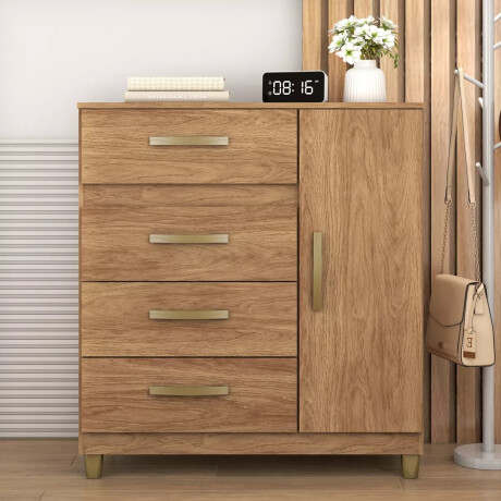 CÓMODA CAJONERA GUARDARROPA 4 CAJONES 1 PUERTA MARRÓN