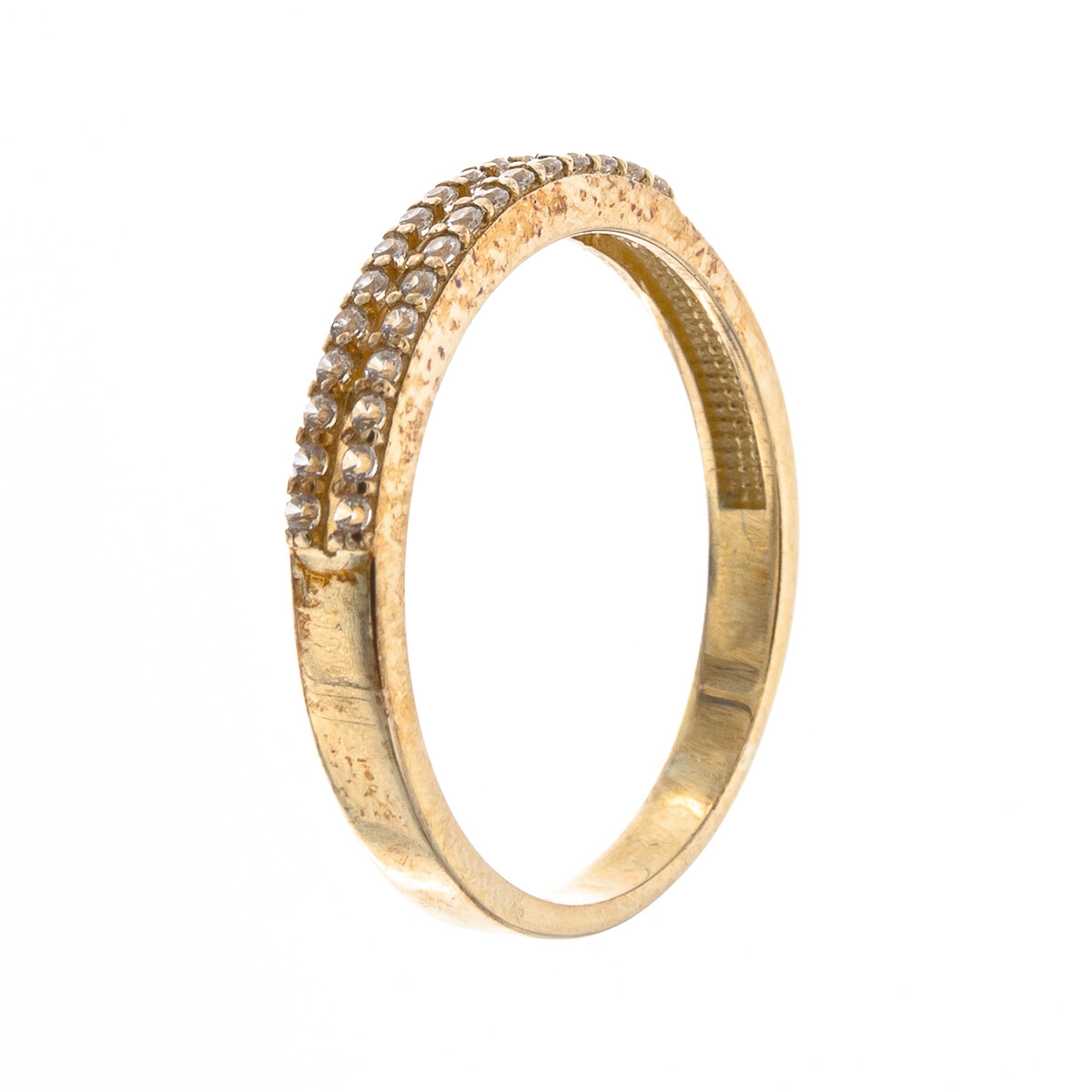 Anillo de oro 9 ktes con circonia, MEDIO SIN FIN.17.70 mm. 