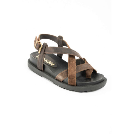 Sandalias De Cuero Tiras Cruzadas Chocolate