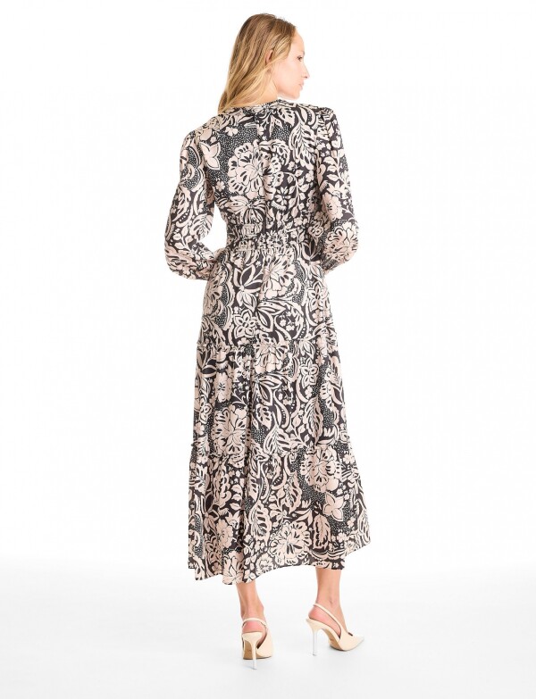 Vestido Maxi Floral NEGRO/BEIGE