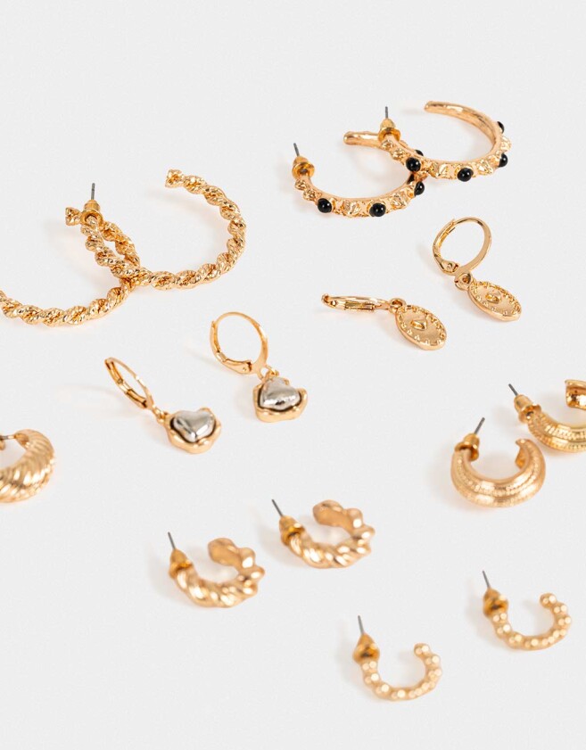 Aros Argollas Set Piedra Aros Argollas Sets - Dorado