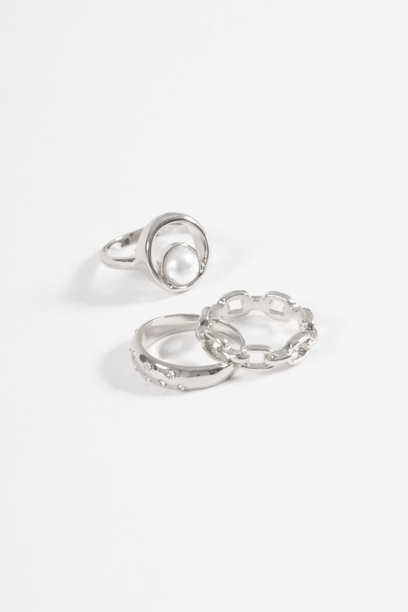 Set de 3 anillos mystic plateado