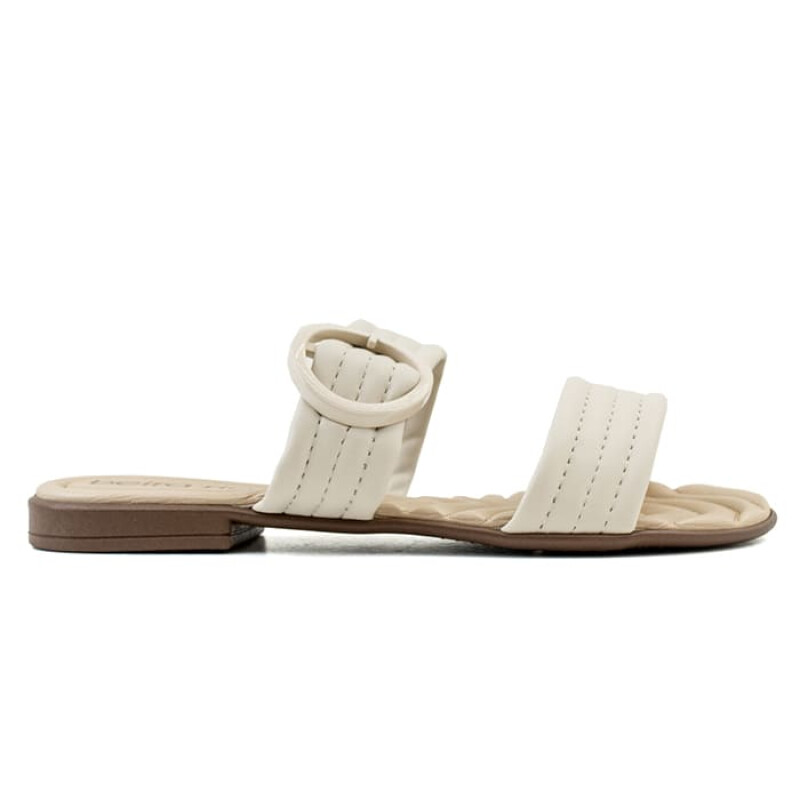 Sandalias Beira Rio baja doble tira ancha y hebilla de Mujer - 8350.351-20980 Crema