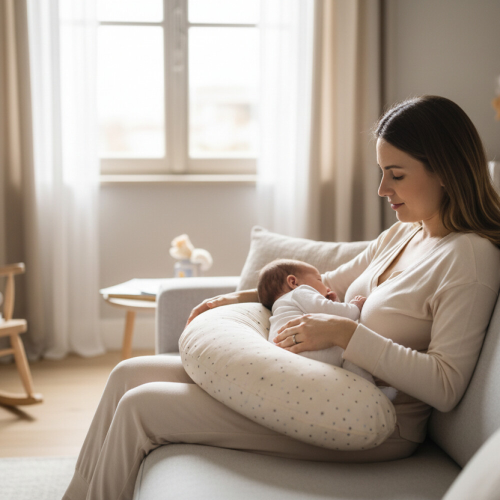 Almohada lactancia LORELLI beige estrellas