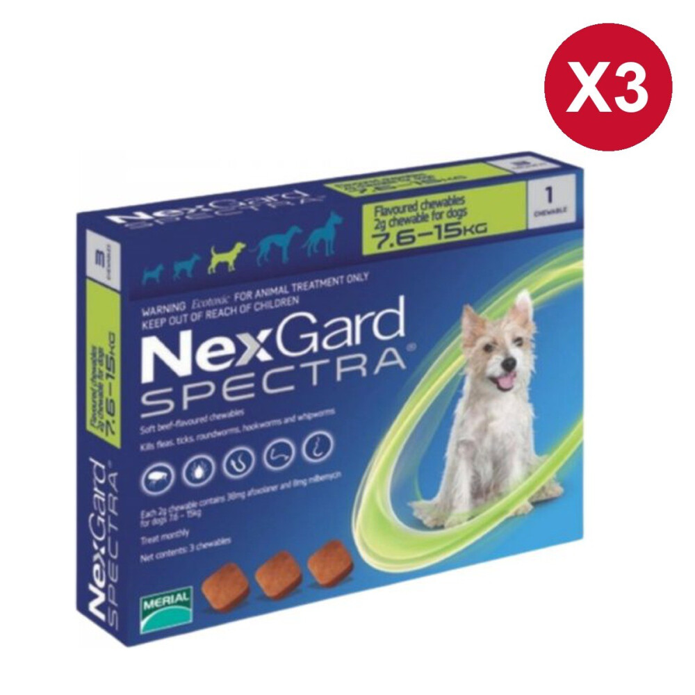 NEXGARD SPECTRA M (7,6 A 15 KG) CAJA X3 COMPRIMIDOS NEXGARD SPECTRA M (7,6 A 15 KG) CAJA X3 COMPRIMIDOS