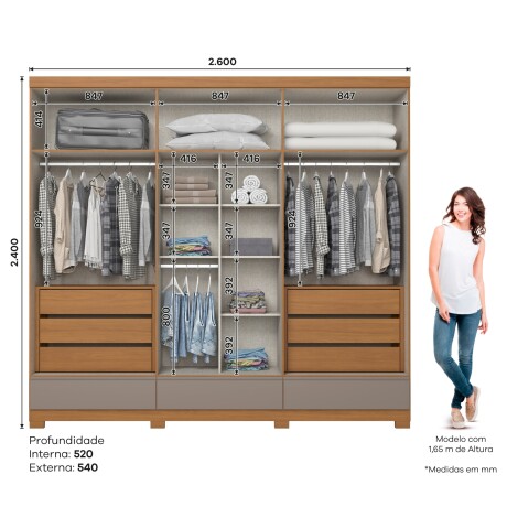 ROPERO IMPERIAL 6 PUERTAS 9 CAJONES CON ESPEJOS GUARDARROPA CLOSET ARMARIO 100% MDF CANELA