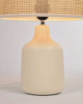 Lámpara de mesa Erna de cerámica blanco y bambú con acabado natural Lámpara de mesa Erna de cerámica blanco y bambú con acabado natural