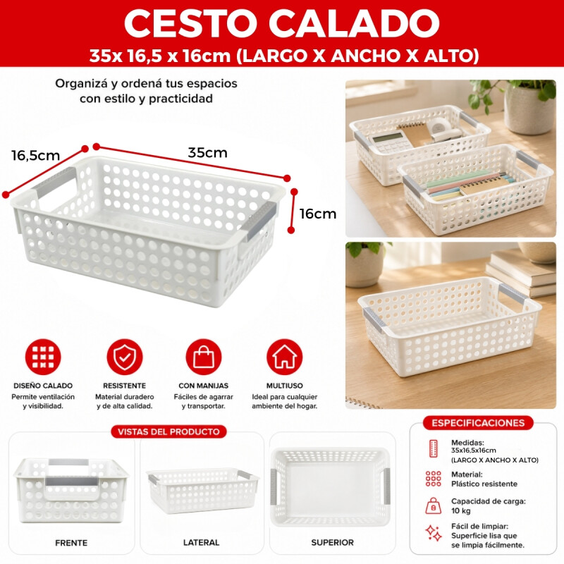 Set x2 Cesto Calado S 18 X 27 X 8 cm BLANCO