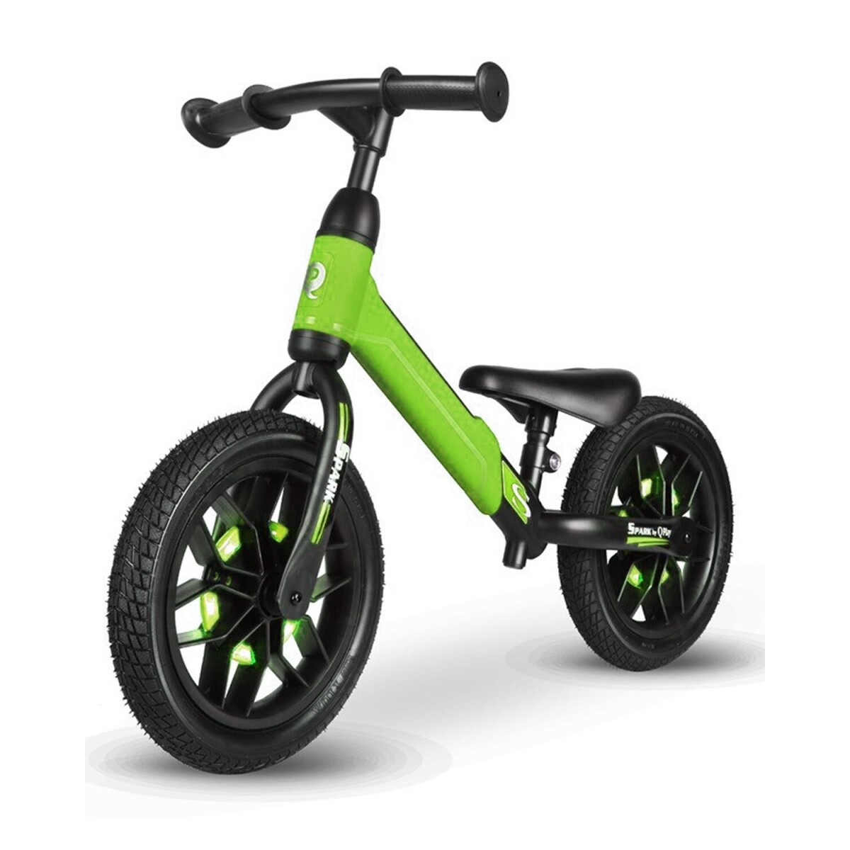 Bicicleta de equilibrio sin pedales con luces LED Qplay Spark - Verde 