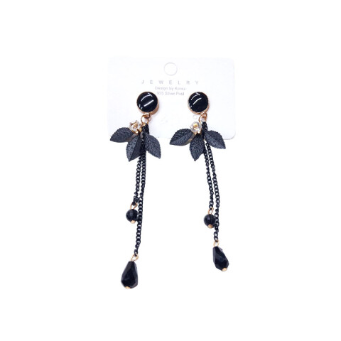 Caravana hipoalergénica hojas negras c/ brillante Caravana Hipoalergénica Hojas Negras C/ Brillante