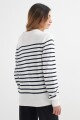 Sweater a rayas con botones en hombro BLANCO