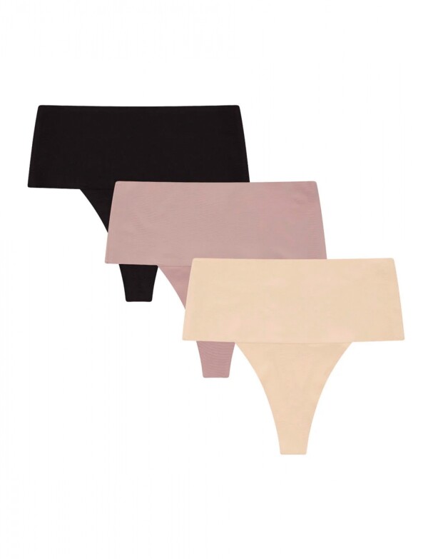 Pack De 3 Thongs Moldeadoras De Cintura Alta NEGRO