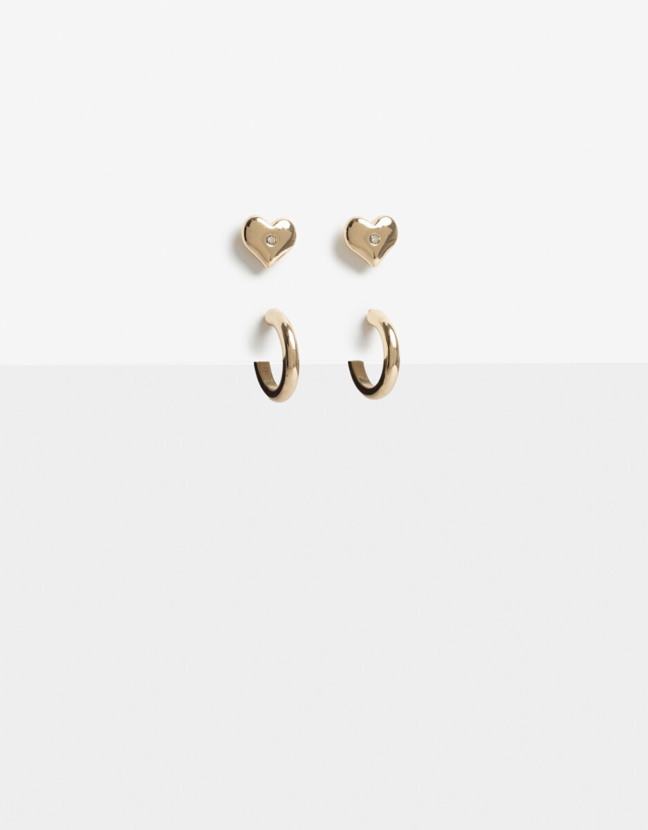 Aros Set Metal Corazón De La Línea Stay Golden. 