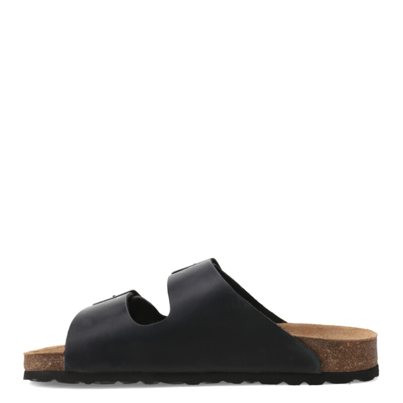 Sandalias de Mujer Freeway Cork Casual Hebillas Negro (Cuero Graso)