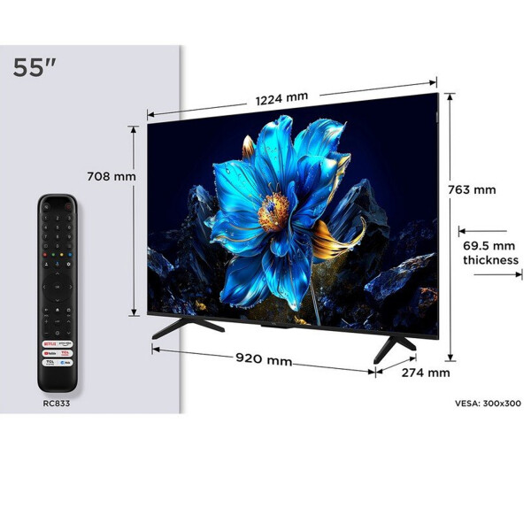 Smart Tv 55 Tcl 55p7k Qled 4k Uhd Hdr Google Tv Dolby TV 55 TCL QLED 55P7K