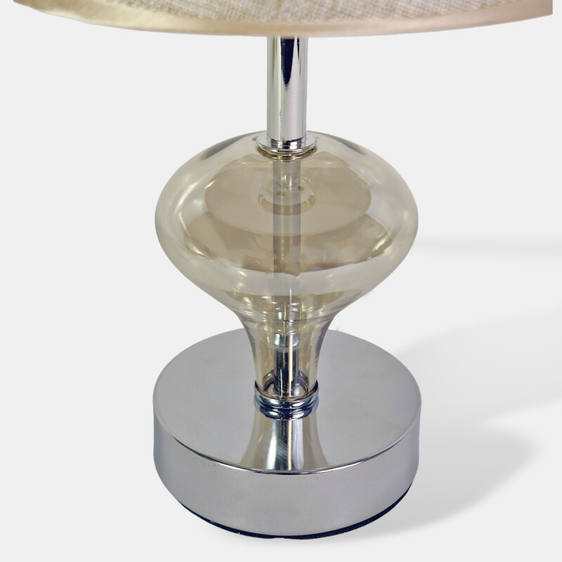 LAMPARA BEIGE/PLATA P/MESA 34X20CM Unica