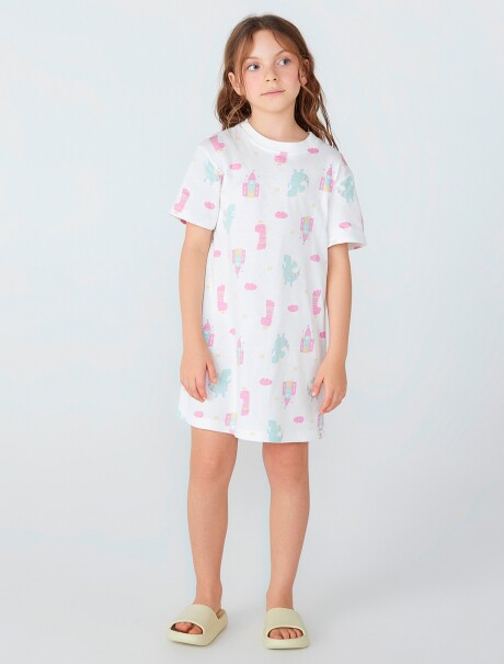 CAMISÓN DE NIÑA ESTAMPADO BLANCO