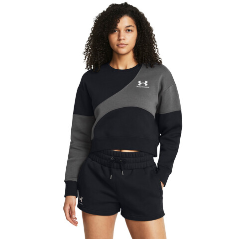 Essential Fleece Crop Crew-BRN BLK-001