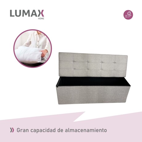 Puff Baúl Lumax Plegable 110x38 cm Organizador Living Dormitorio Gris Claro