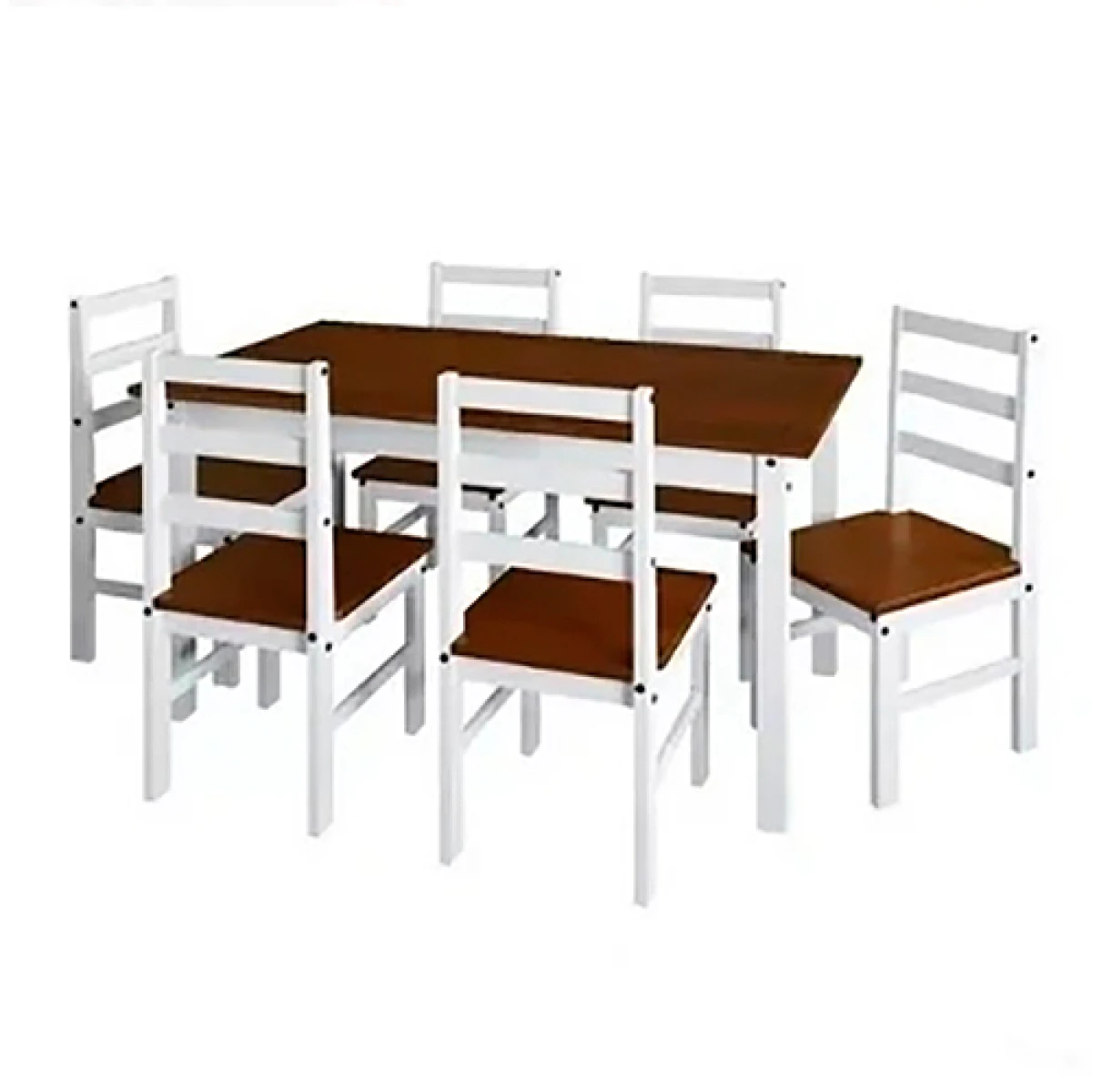 JGO DE COMEDOR RTD OLIVIA 6 SILLAS - MADERA -Blanco-Nogal - Sin color 