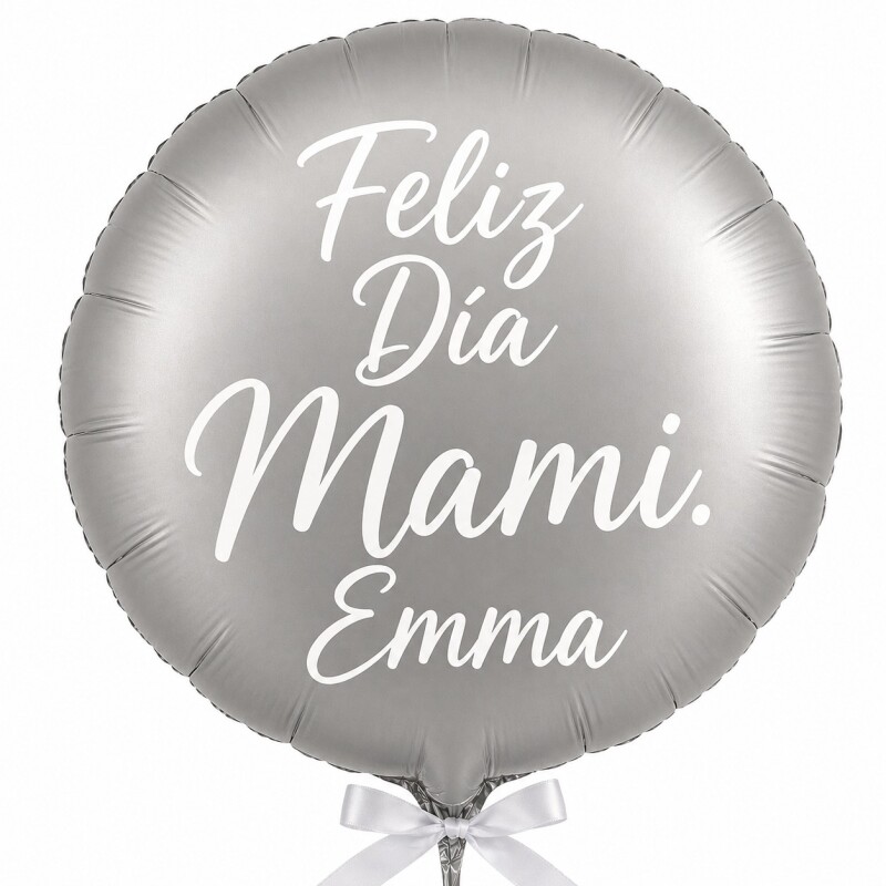 Globo helio con mensaje personalizad redondo gris mate